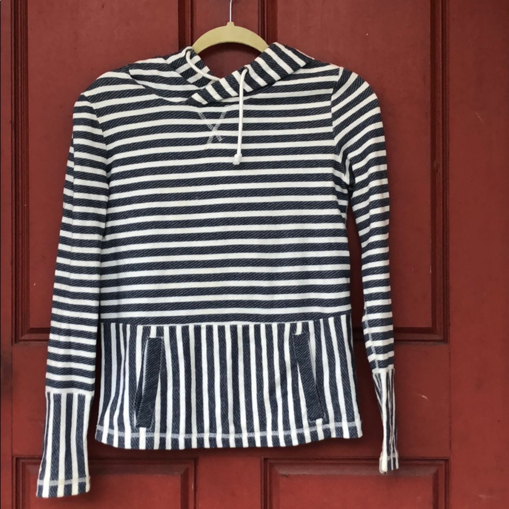 J.Crew XXS Blue/White Striped Pullover Hoodie